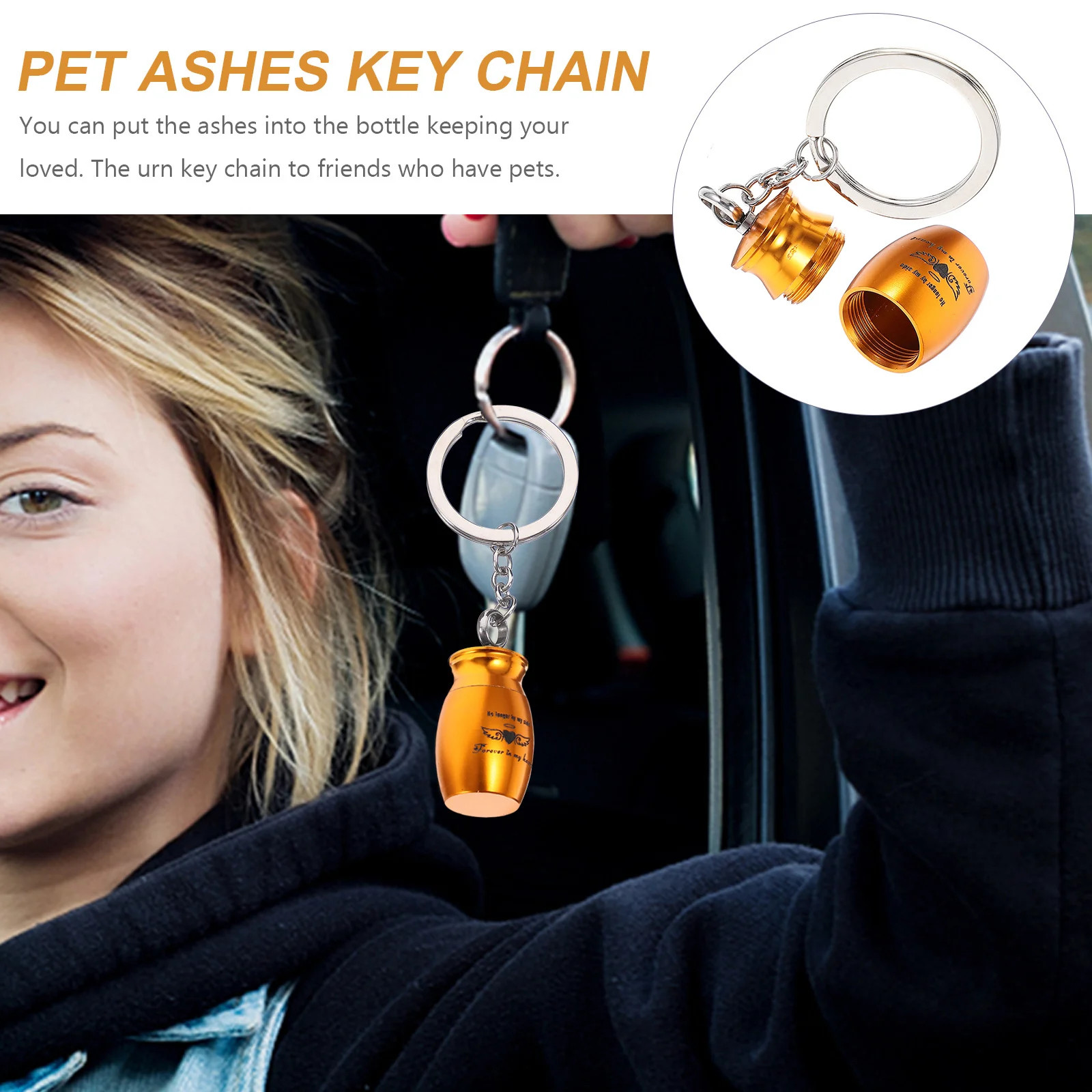 

Pet Cremation Urn Keychain Mini Ash Container Keepsake Jewelry Memorial Pendant Metal Key Ring Bag Hanging Ornament