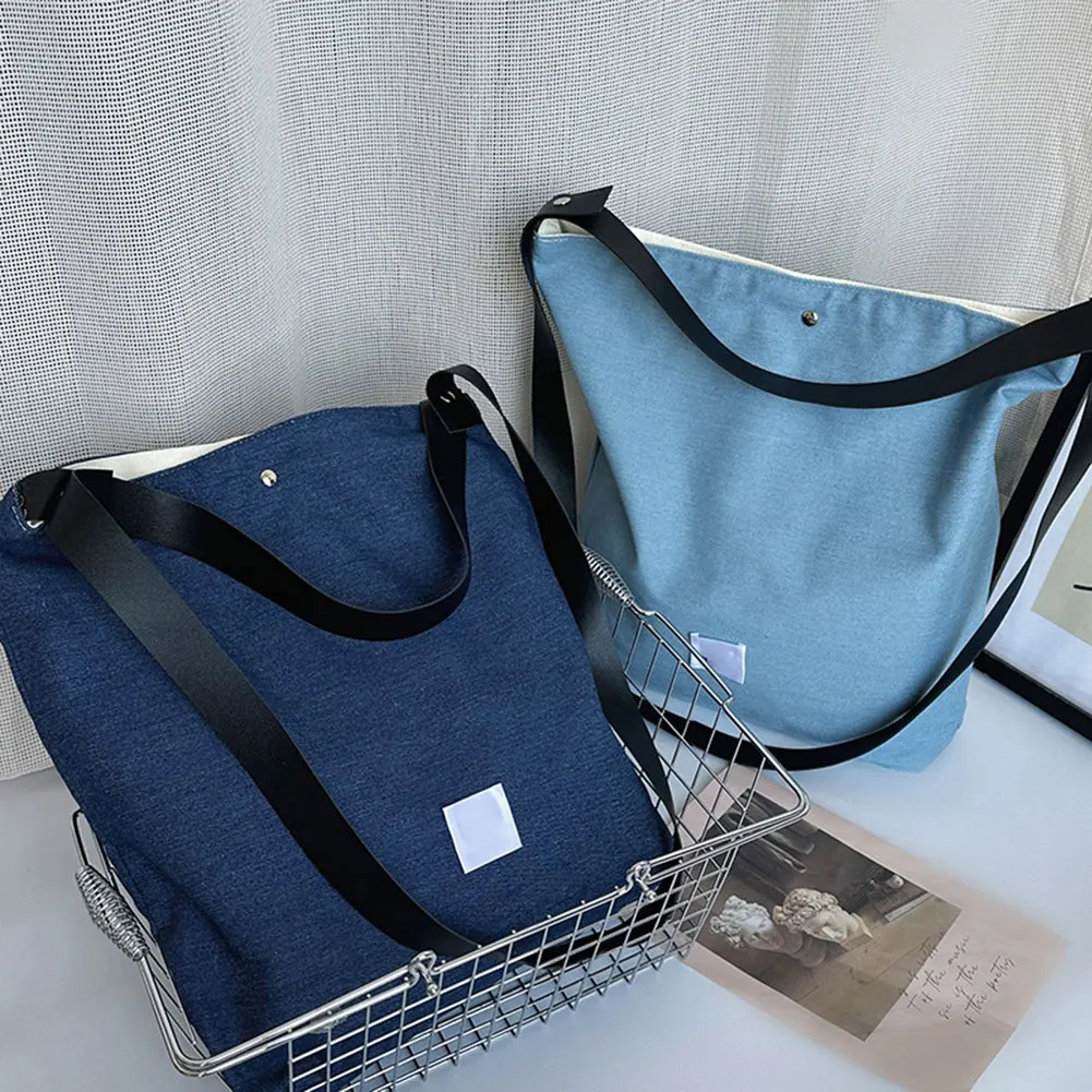 

Denim Tote Shoulder Messenger Bag Women Fashion Casual Style Lightweight Retro Aesthetic Handbag for Travel School Trip