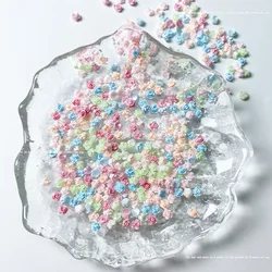 100Pcs 4mm Nail Art Flower Shaped Rhinestones Resin Multi-Colors Flatback Floral Designs Nail DIY Gems Stones Manicure Crafts