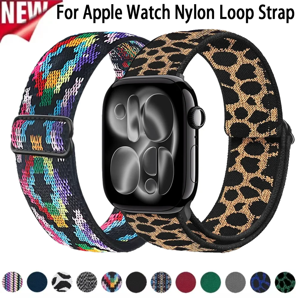 Verstellbares Nylon-Schlaufenarmband für Apple Watch Ultra 3 2 49mm Band 11 10 42mm 46mm Armband iWatch 9 8 7 45mm 41mm 6 5 SE 44mm 40mm