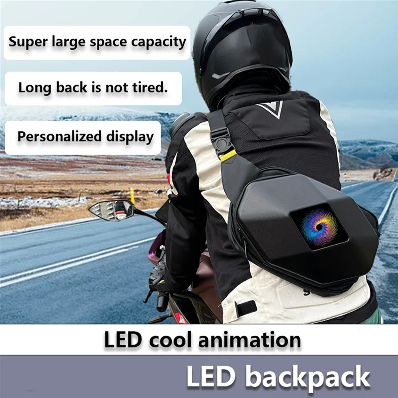 

Motorcycle Shoulder Bag LED Lights Bluetooth DIY Carbon Fiber Motorcycle Riding Bag Full Helmet Sports Waterproof Bag