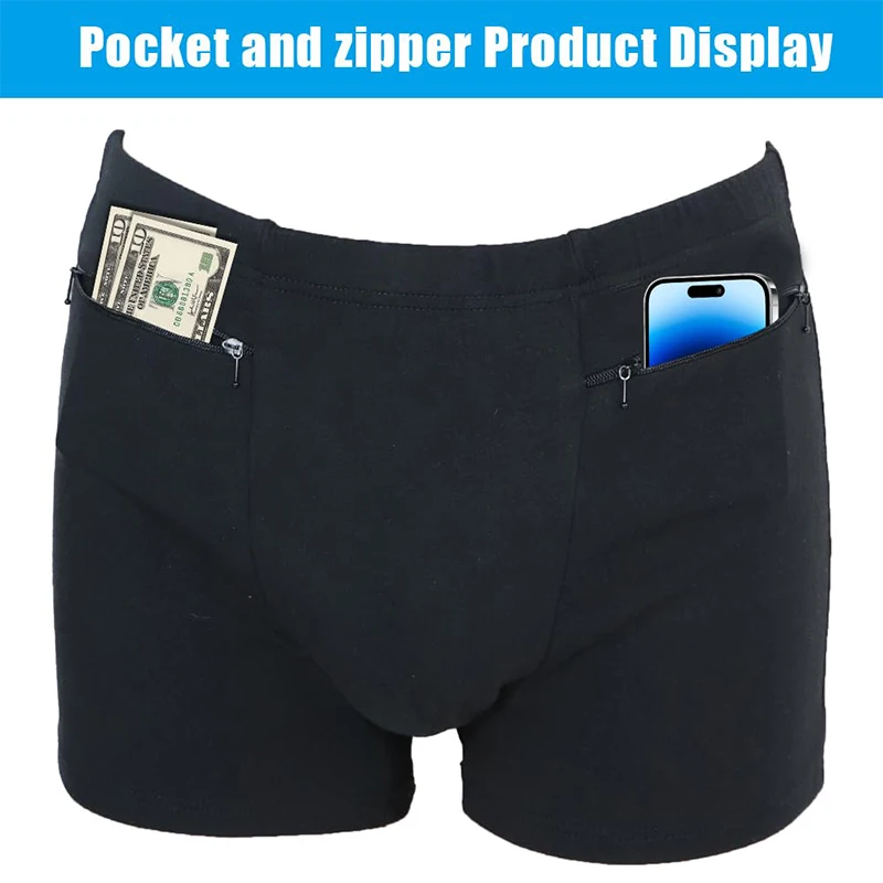 Men\'s Pockets Underwear 2Packs Hidden Pocket Boxer Briefs Travel Boxer Brief Panties