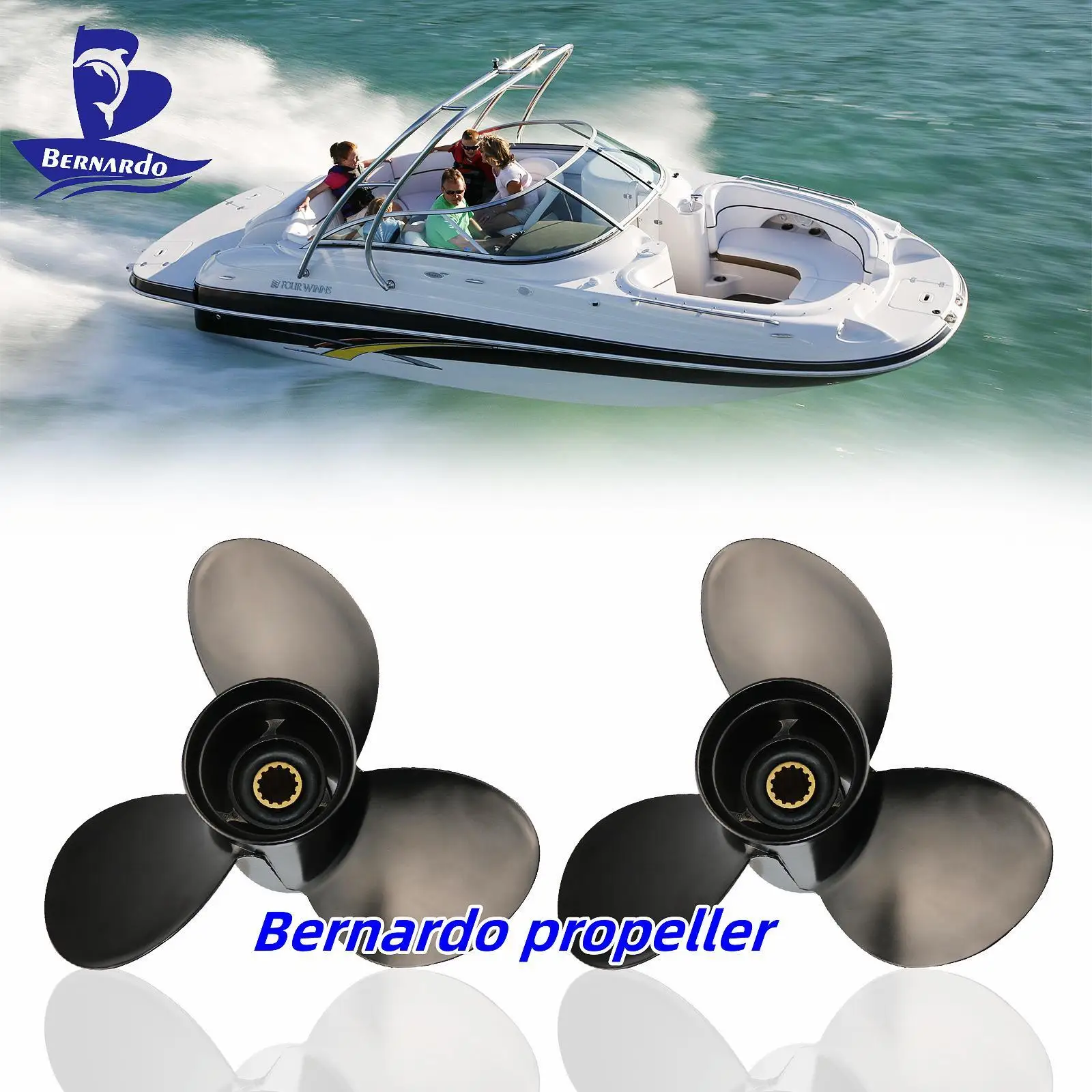 Bernardo Boat Propeller Fit Suzuki 11 3/8X14 Outboard Engines 35 40 50 55 60 65HP Motor Aluminum Screw 3 Blades 13 Tooth Spline