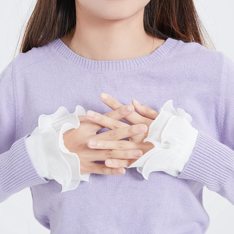 Protezioni per i polsi in cotone, copertura versatile per la manica del maglione del maglione con maniche della camicia in pizzo arrotolato