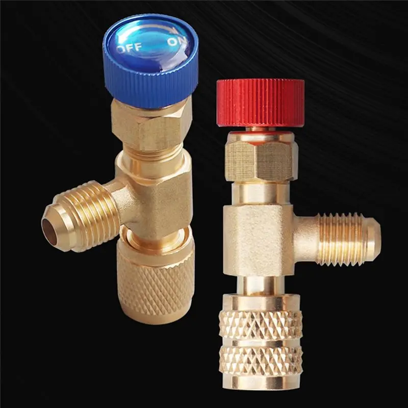 A93Z R22 R410 AC Valve 1/4 Inch Filler Joint A/C Refrigerant Valve Air Conditioning Repair And Fluoride Safety Adapter Easy Inst