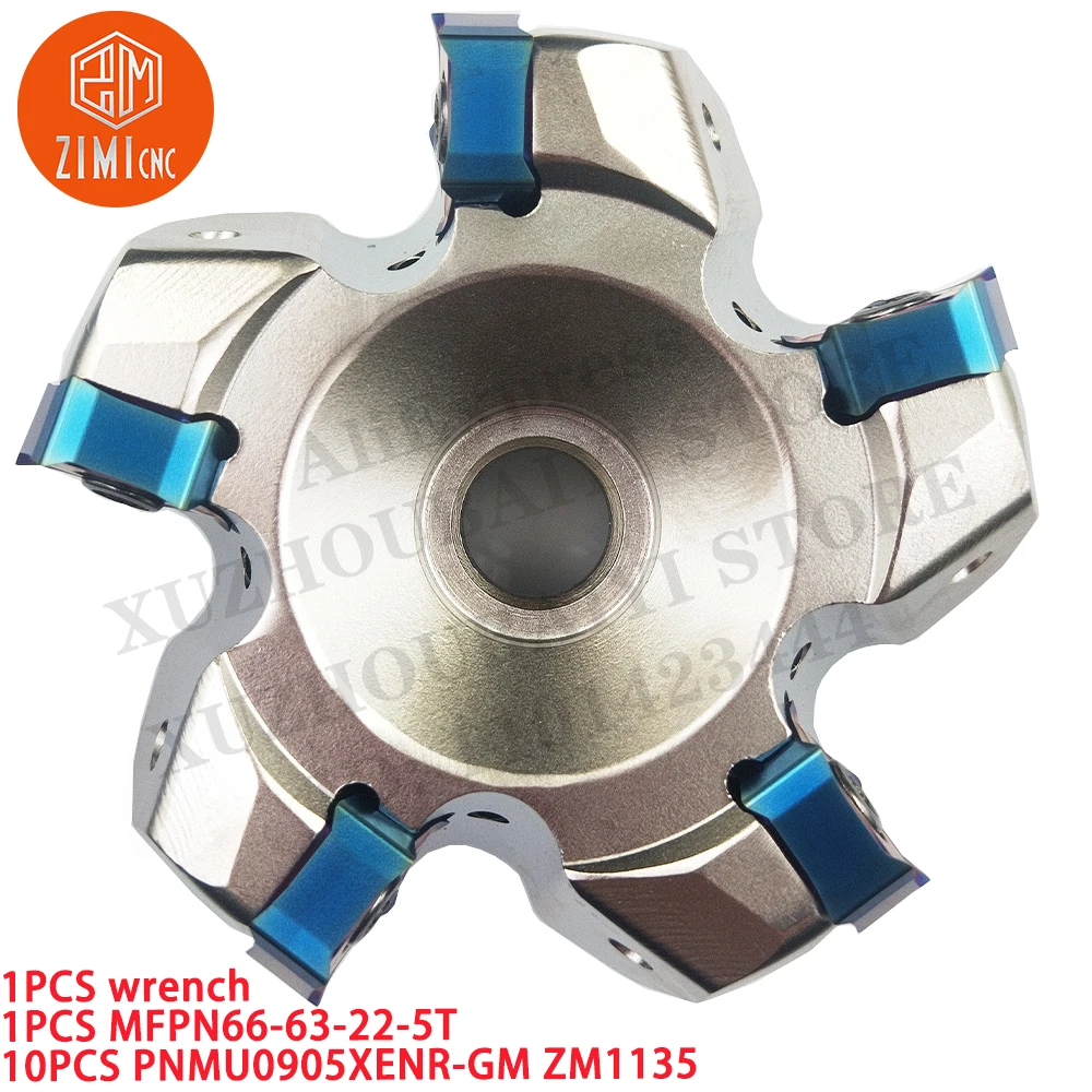 1PCS MFPN66-63-22-5T Milling cutter disc milling cutter tool MFPN66 + 10pcs PNMU0905XENR-GM ZM1135 CNC tool cutting tool inserts