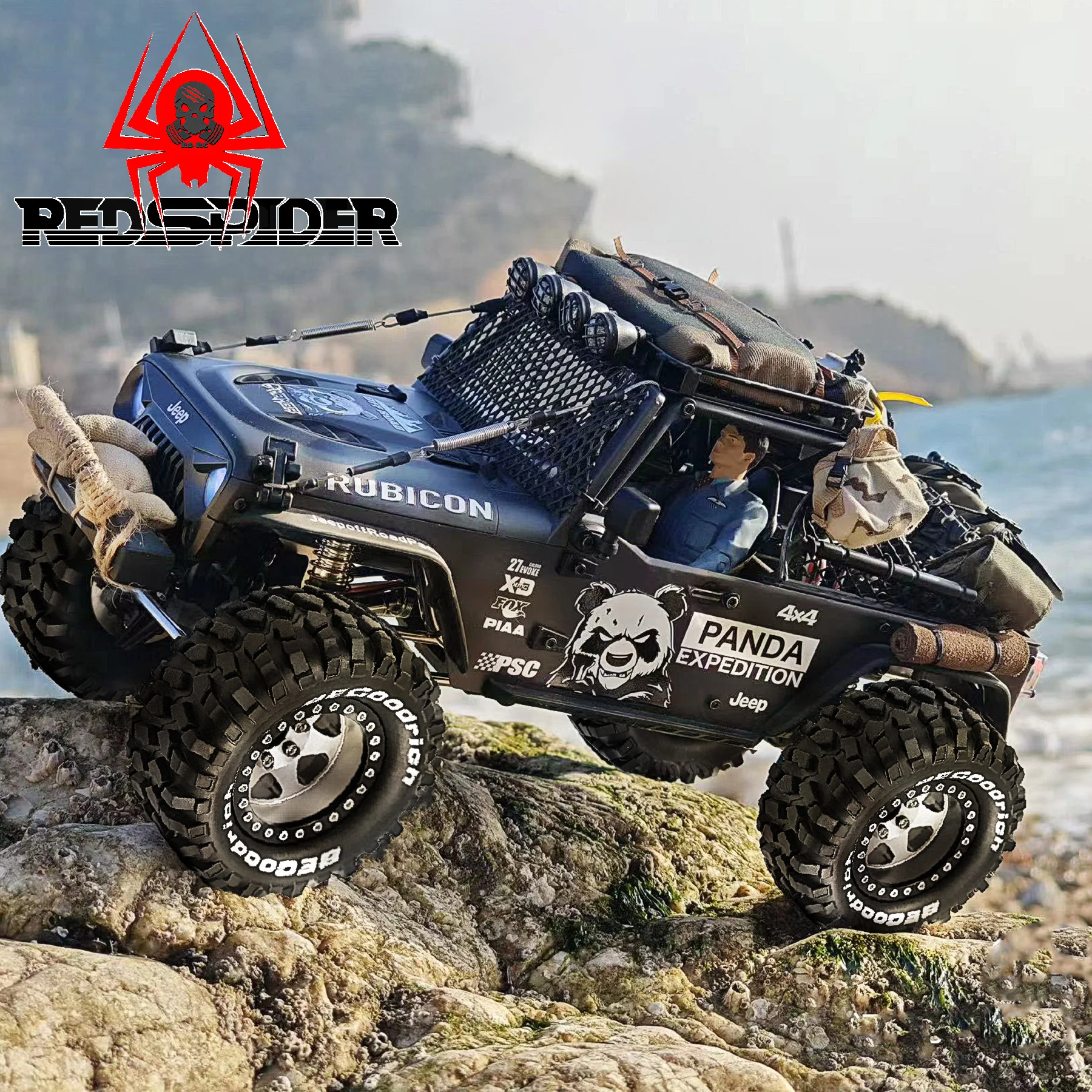 عجلات إزاحة سلبية 1.9 بوصة 4 قطع إطارات 95 مم لزاحف RS Red Spider 1/10 - Fit LC80، MJX H12 إلخ مجموعة عالية الأداء للطرق الوعرة #1