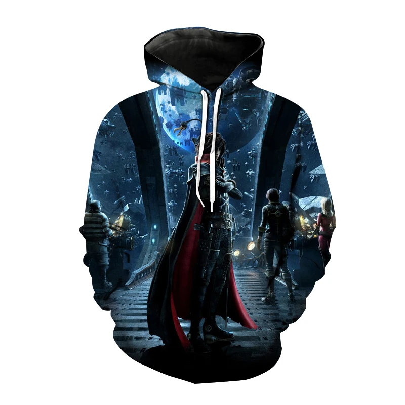 Anime Hoodies Space Pirate Captain Harlock Albator 3D Print Men Women Fashion Sweatshirts Oversized Hoodie Kids Pullover Clothes