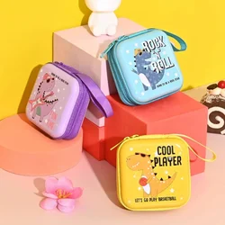 Cartoon Cute Little Dinosaur Tinplate Coin Purse Headphone Earphone Cable Line Storage Box Coin Organizer Gift Prizes for Kids