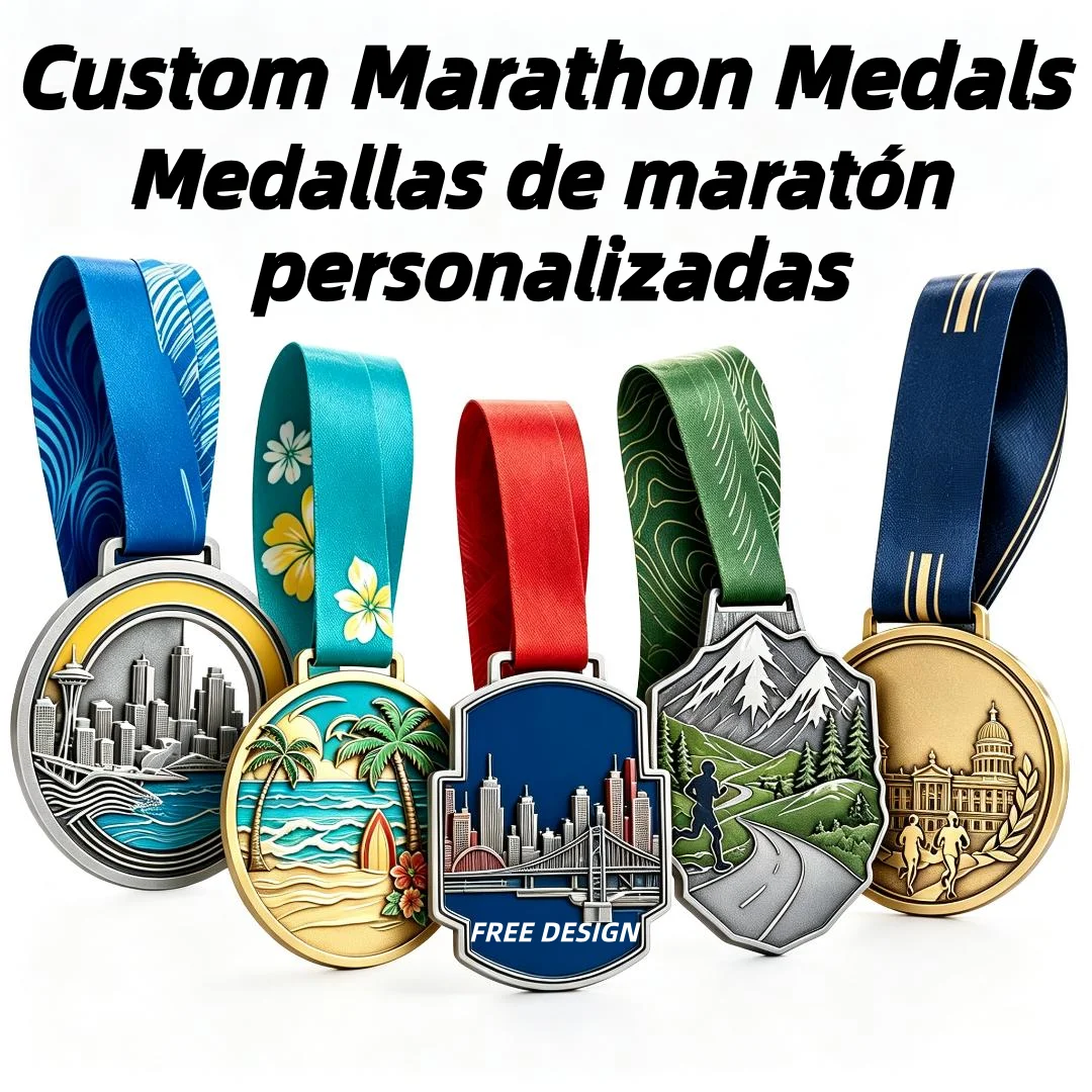 Medals Marathon Running Sports Champions Medal Custom You Own LOGO Metal Medal With Ribbons