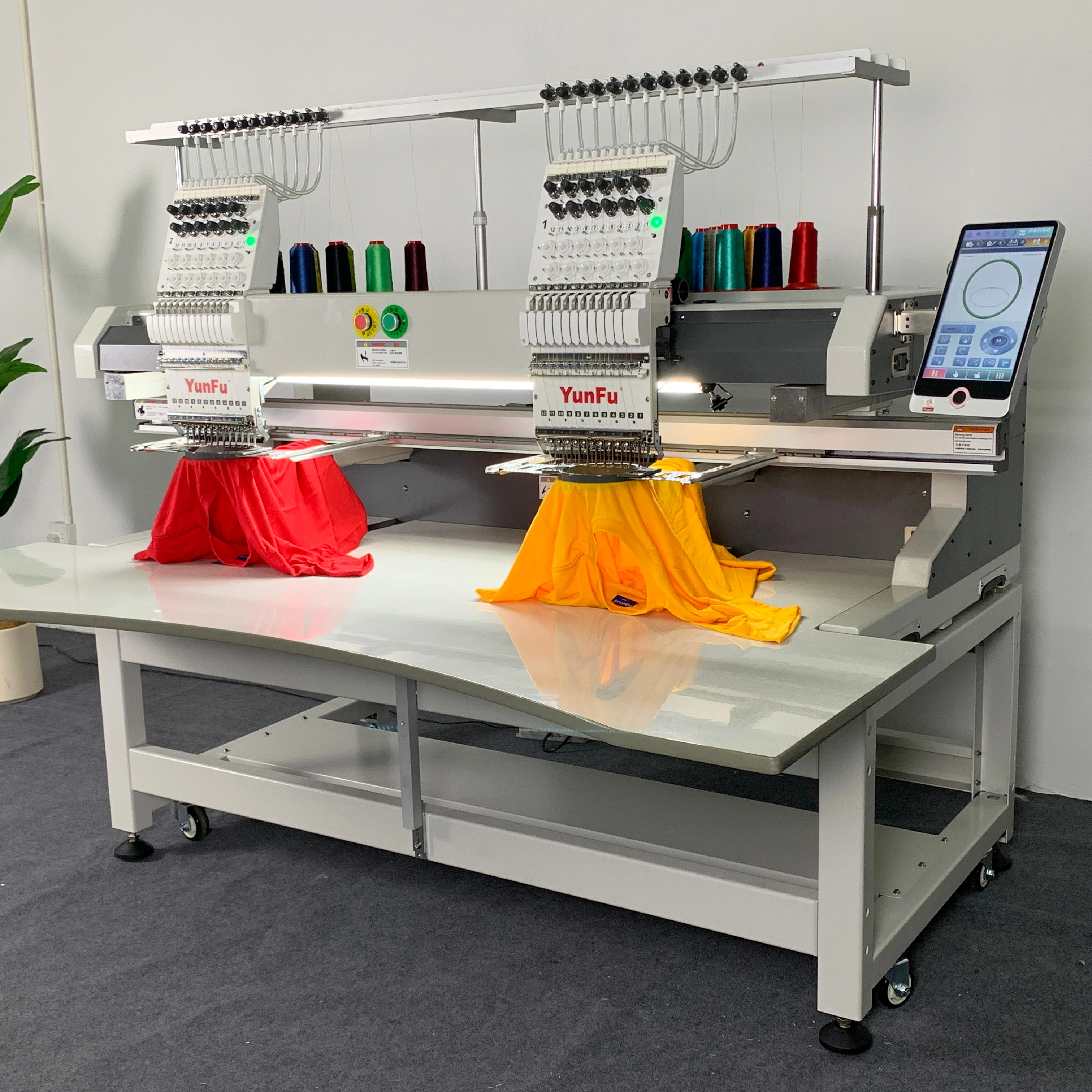 2 Heads 12 Needle Big  Work Area Embroidery Machine Computerize for Cap, T-shirt, Finished Garment, Flat  Embroidery