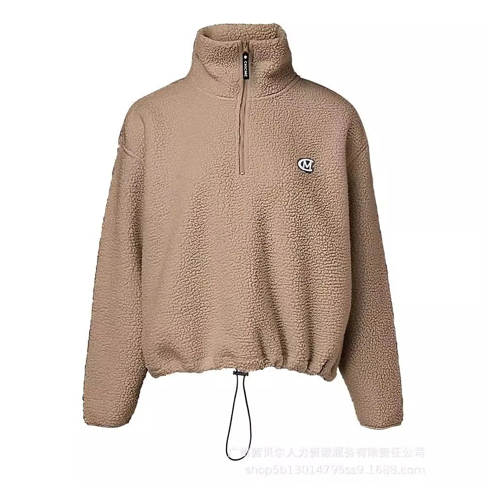 Mandylandy Lamb Wool Fleece Sweatshirts Coats Women Stand-up Collar Casual Long-sleeved Sweater Pullovers Casual Sweatshirts