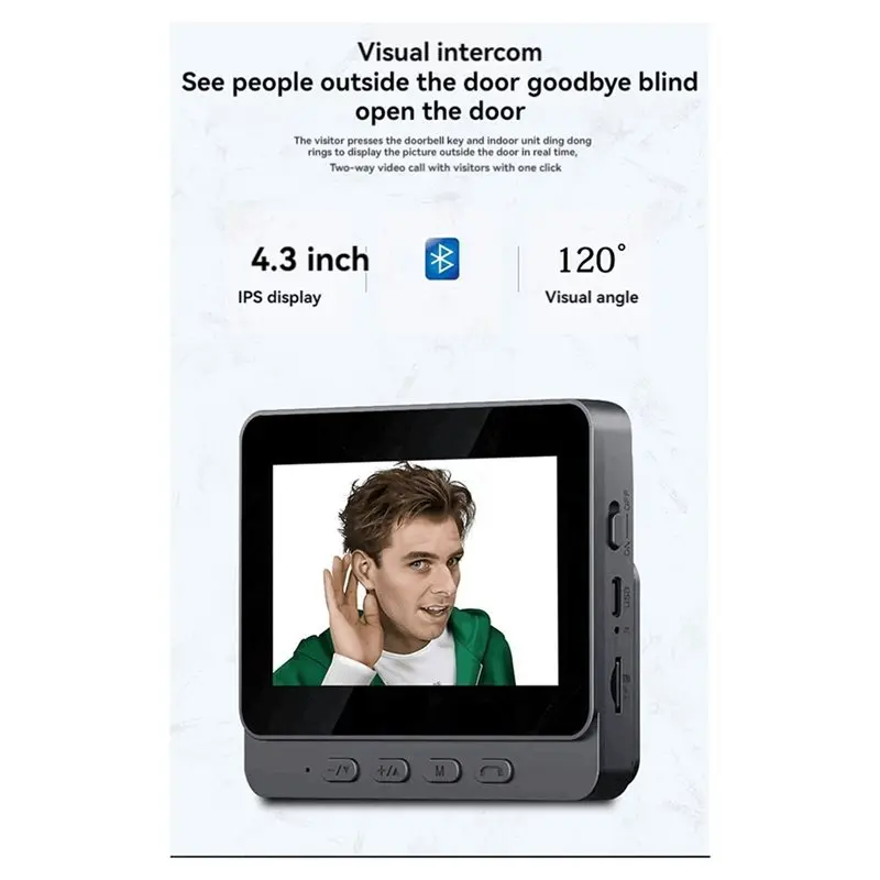 [NEWA08R】 Doorbell Video Intercom Camera Inteligente Wireless By Night Vision 4.3Inch Screen For Security Smart Home Apartment