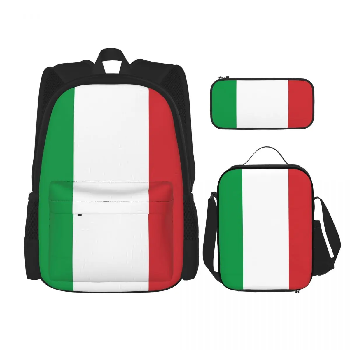 

Flag Of Italy - Italian Flag Backpacks Students Bookbag School Bags Rucksack Lunch Bag Pen Bag Three-Piece Set