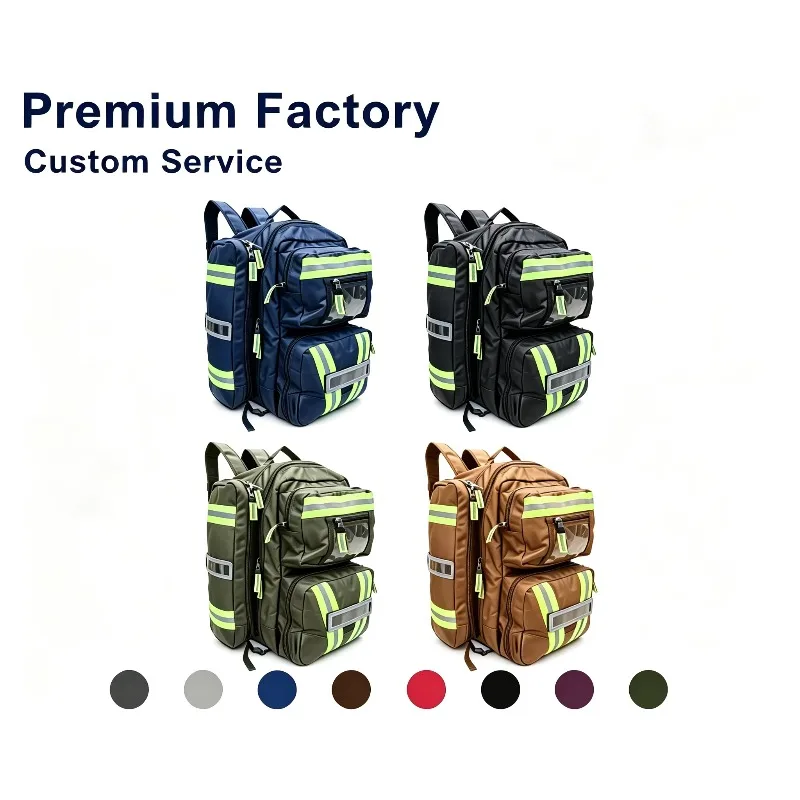 First Aid Backpack Reflective Multipocket Custom One Size Empty Medical Trauma Storage for Travel Emergency Portable Safety Gear