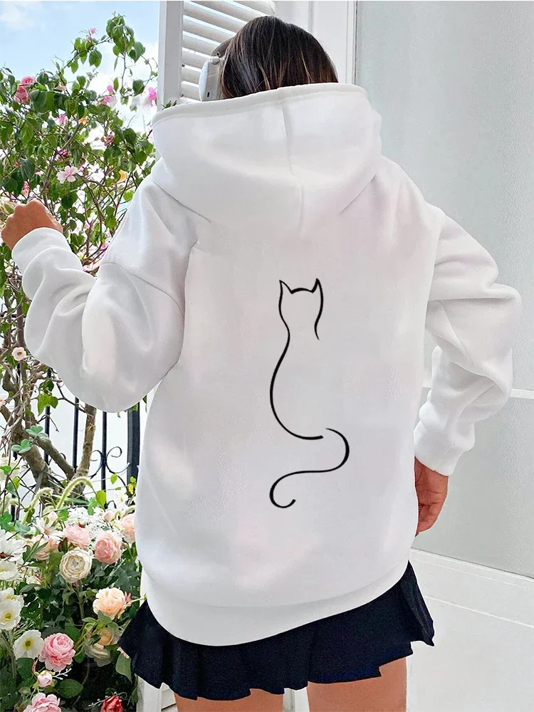 Women Funny Cat Graphic Sweatshirts Animal Autumn Hoodies Women\'s Clothing Kawaii Female Harajuku Y2K Women\'s Crewneck Sweatshir