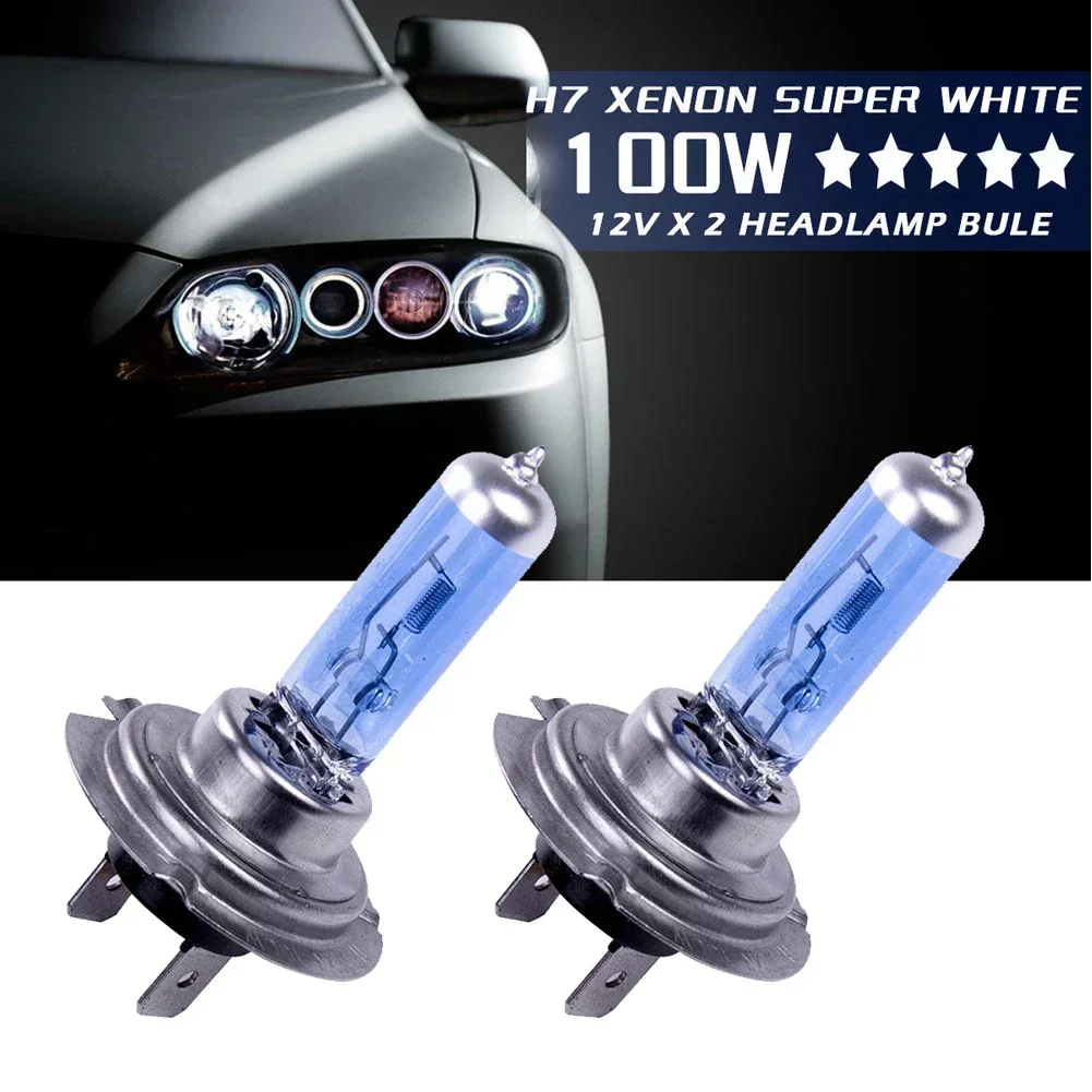 2pcs Car LED H7 Xenon Headlight Lamp White 12V 100W Head Light Bulbs On Cars Headlight Headlamps Halogen LED Bulbs Super Bright