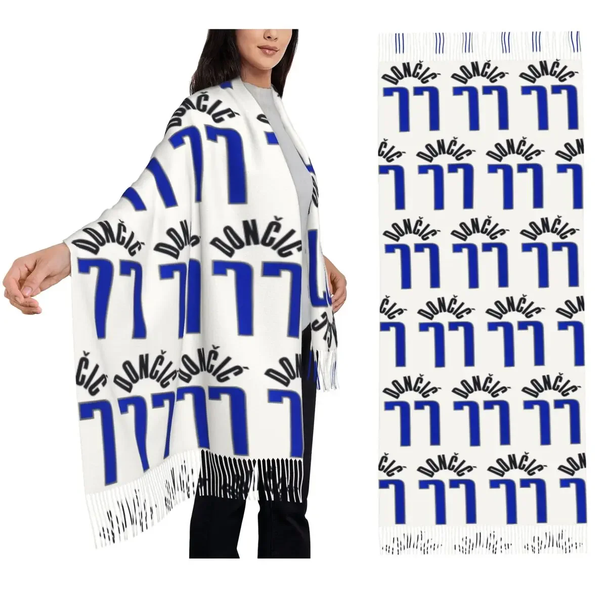 

Luka Doncic шарф с кисточками для женщин, мягкие теплые шали и накидки, длинная осенне-зимняя шаль