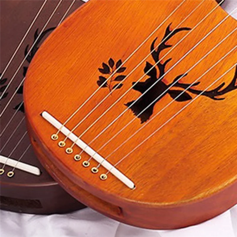 

A69P-7 String Lyre Harp Wood String Instrument With Carry Bag Extra String Set And Accessaries Style