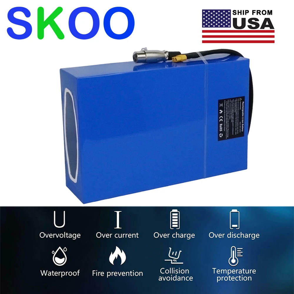 US Stock 36V 15Ah 48V 20Ah Lithium Ion Electric Bicycle Battery 18650 Cell Ebike Battery Scooter Battery For 500W 1000W  Motor