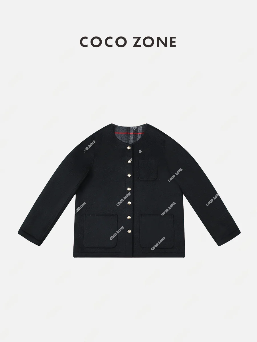 

Classic Versatile Single Row Woolen Coat 23C3093 by ZONE Faionable Commute Loose Fit Long Sve round Ne ort Coat