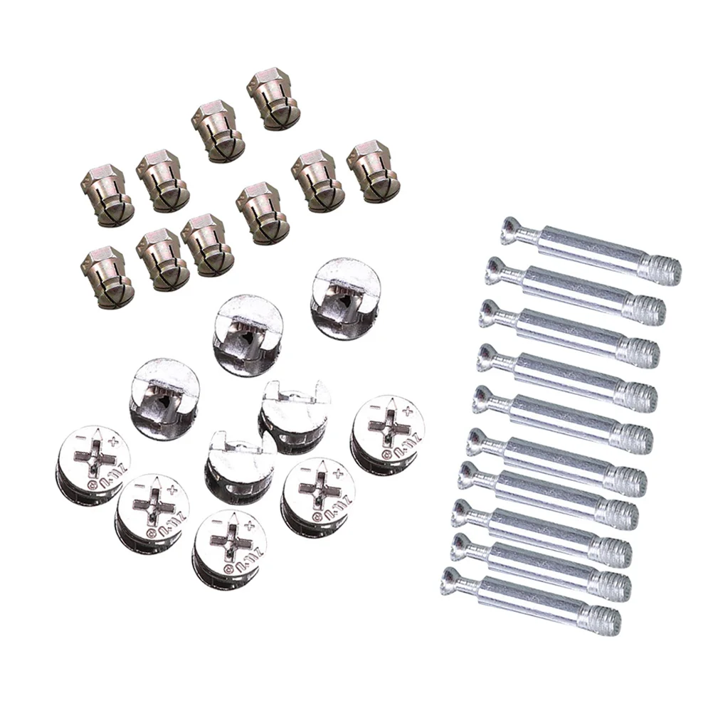 

24 Sets Fastening Connector Bolts Cabinet Furniture Dowels Fixing Screws Cam Fittings Heavy Lock Fasteners Iron Connectors