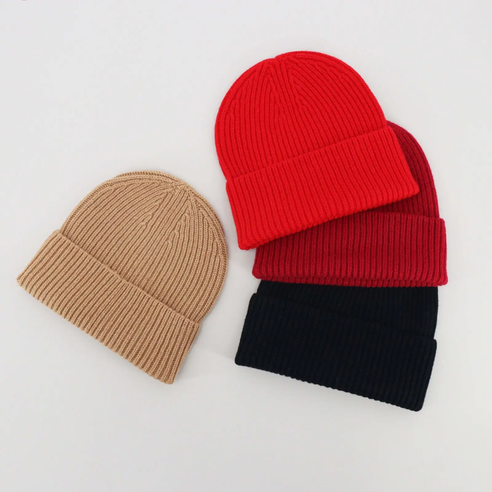 Knitted 100% Pure Real Wool Hats anf Cap for Women Men Unisex Autumn Winter Warm Wool Hats Men Thicken Woolen Skullies Beanies