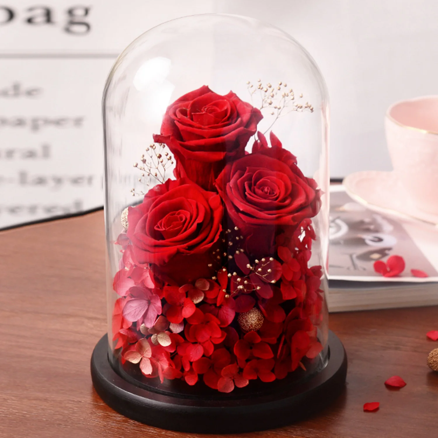 

Preserved Roses Flower in Glass Dome, Real Red Rose Flower, Gifts for Her, Valentines Day Mothers Day Birthday, Girlfriend Wife