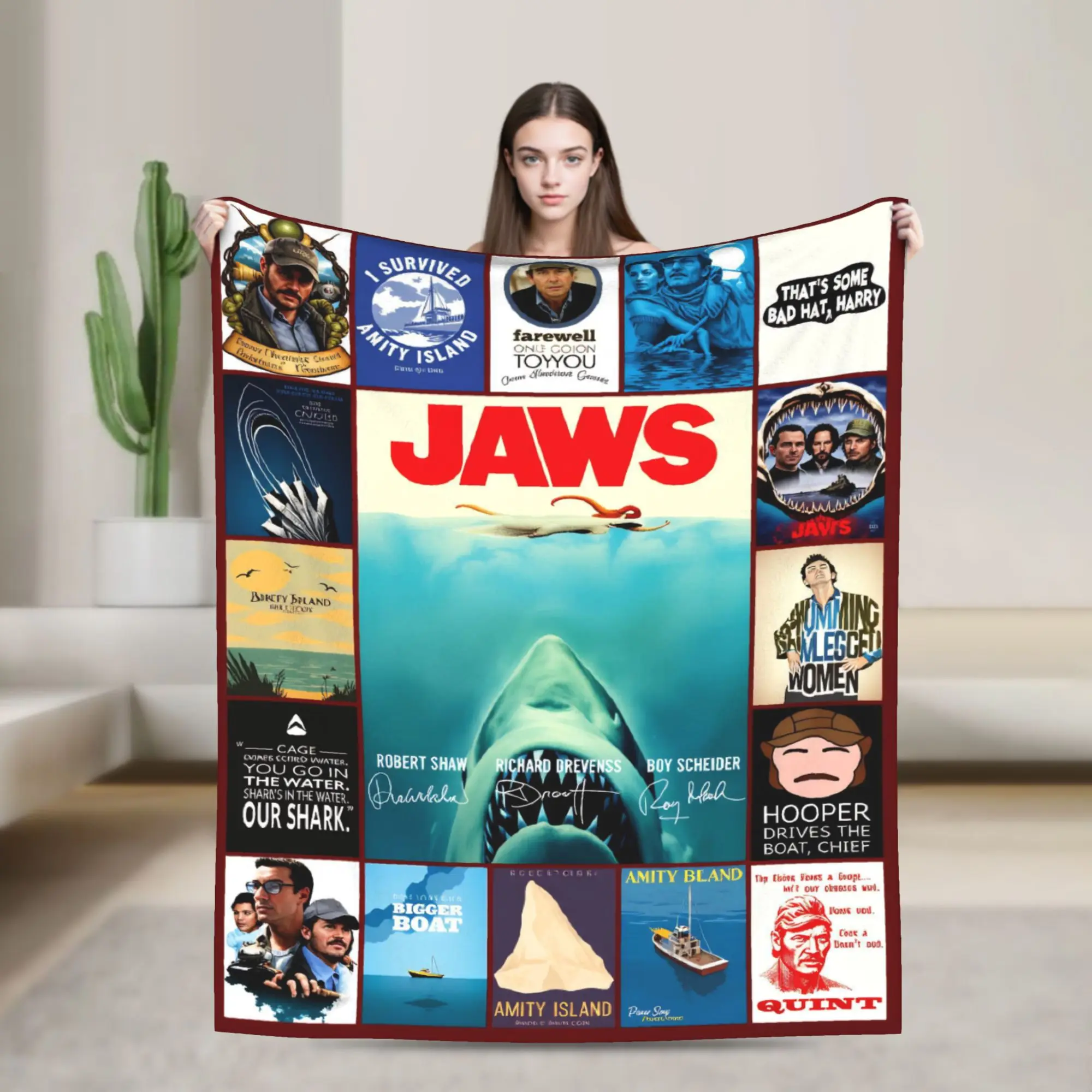 

Флисовое одеяло Jaws Shark, новинка из фильма 80-х годов, пледы для дивана, постельное белье, гостиная, покрывало 200x150 см