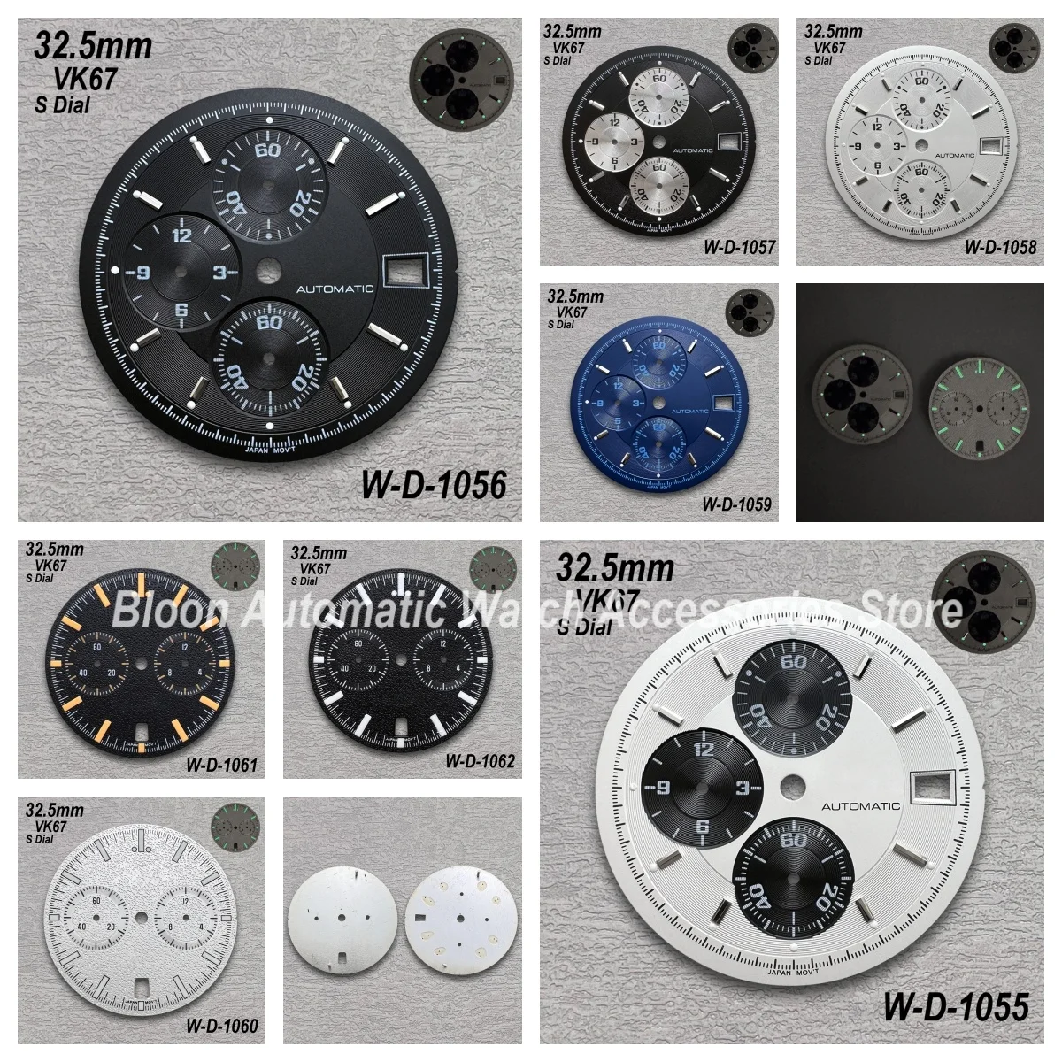 

32.5mm S Logo Speed Dial Fit VK67 Movement Green Luminous High Quality Black/White Watch Modification Accessories
