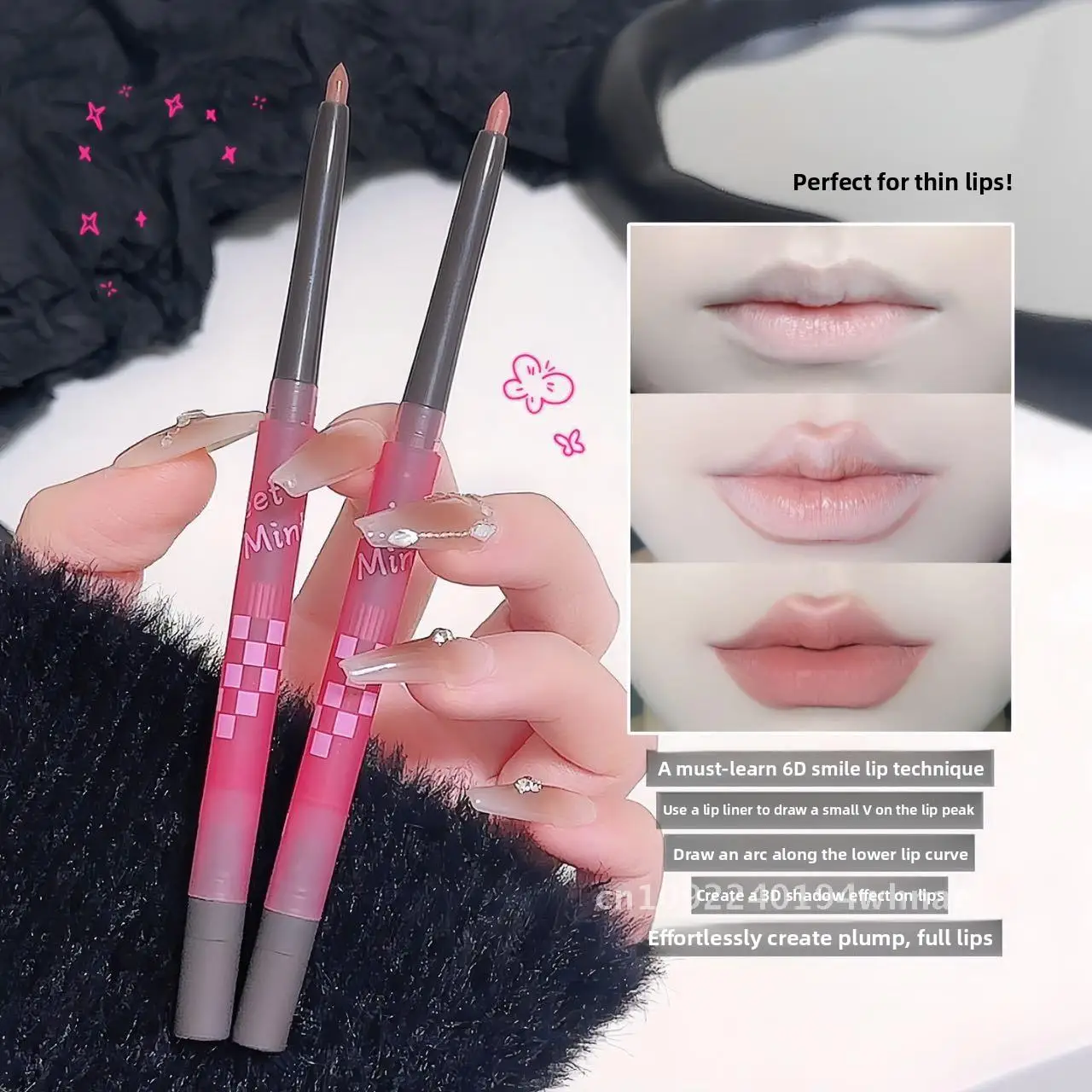 Delineador labial de esboço de hortelã doce veludo fosco cor de longa duração durável formato labial base de batom sombra universal para todos os tipos de pele