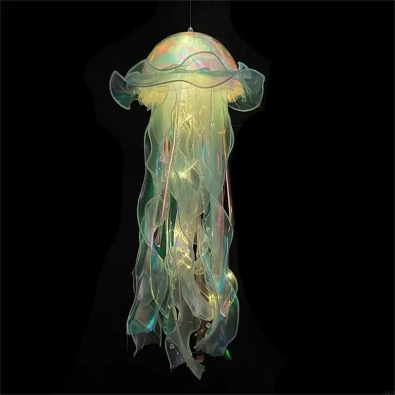 R9JD LED Glowing Jellyfish Lamp Lantern Under the Sea Theme Jellyfish Light Handhold