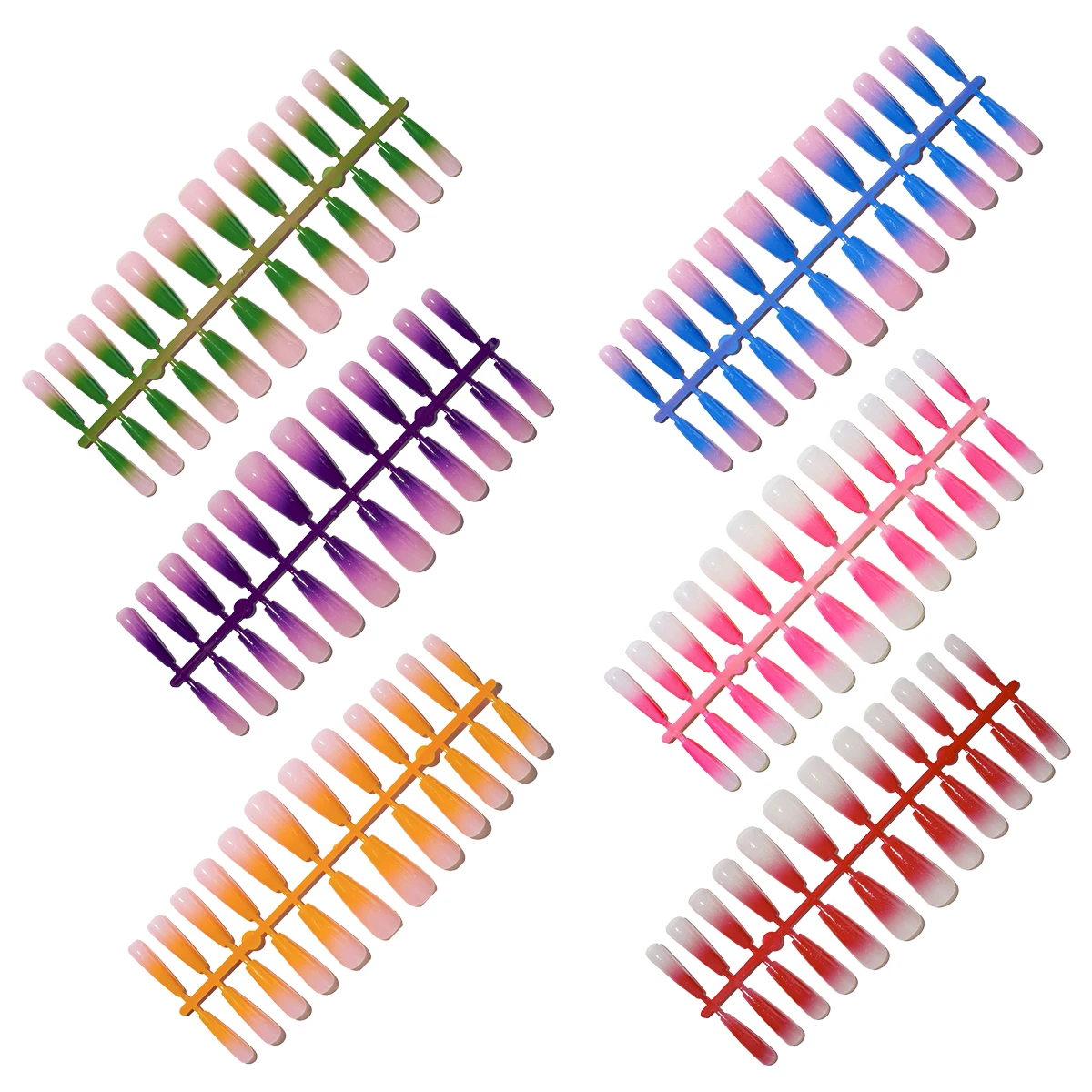 

144Pcs Gradient Color False Nails Tips Detachable Acrylic Fake Nail Designs