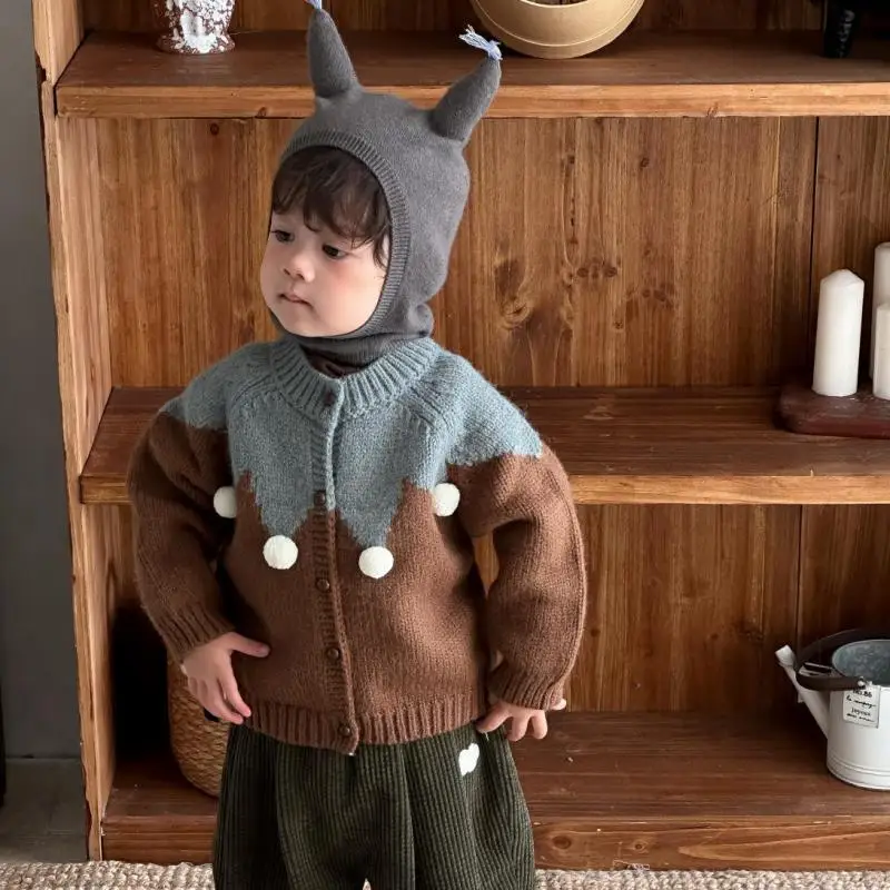 2025 Winter New Baby Long Sleeve Sweater Coat Fashion Girls Knitted Cardigan Thick Warm Toddler Casual Knitwear Infant Clothes