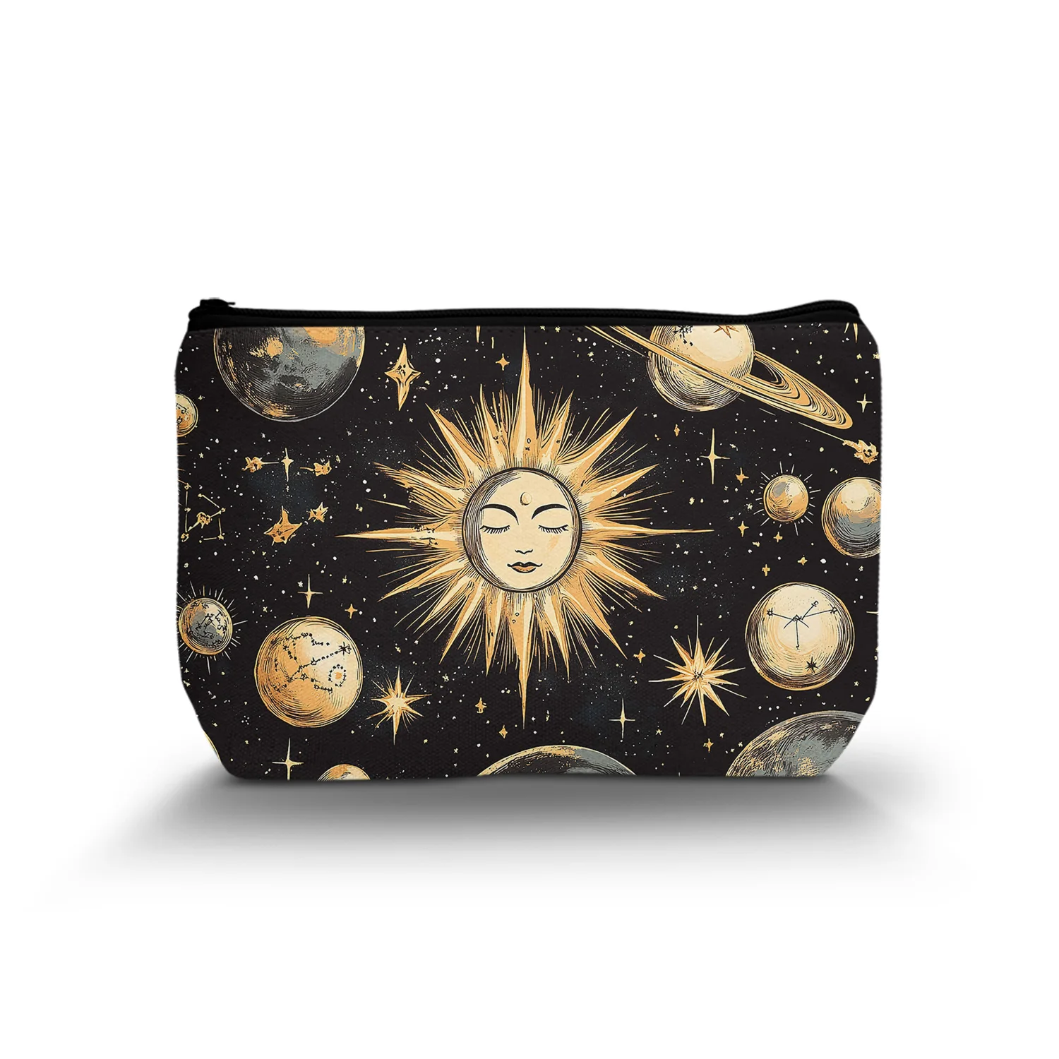 1Pc Moon Sun Crescent Makeup Bag Esoteric Zodiac Cosmetic Bag For Women Portable With Zipper Travel Make Up Bag Best Gift For