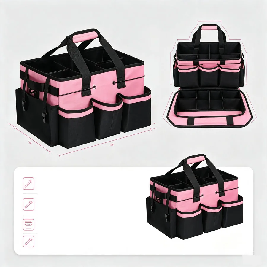 Multifunctional Thick Canvas Electrician Waist Bag With 3 Strong Magnets Tool Storage Pouch