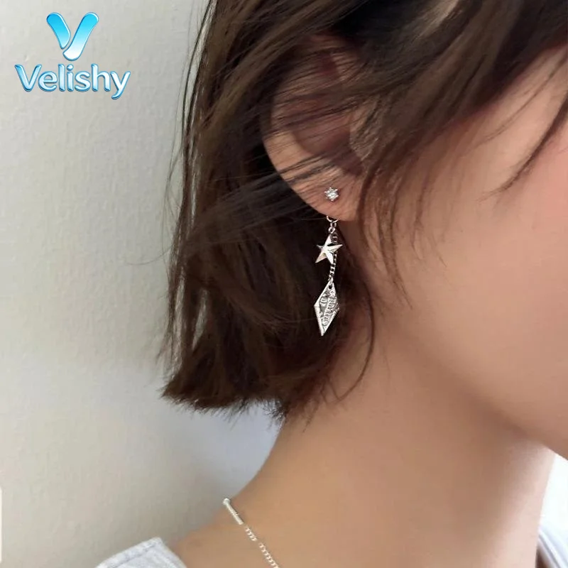 【New】Asymmetry Star Tassel Earrings Y2K Irregular Pentagram Earrings For Women Girls Party Trendy Jewelry Gift
