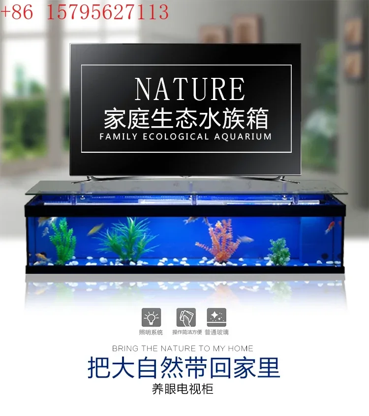 Customized modern fashion novel simple glass simple European TV cabinet combination fish tank