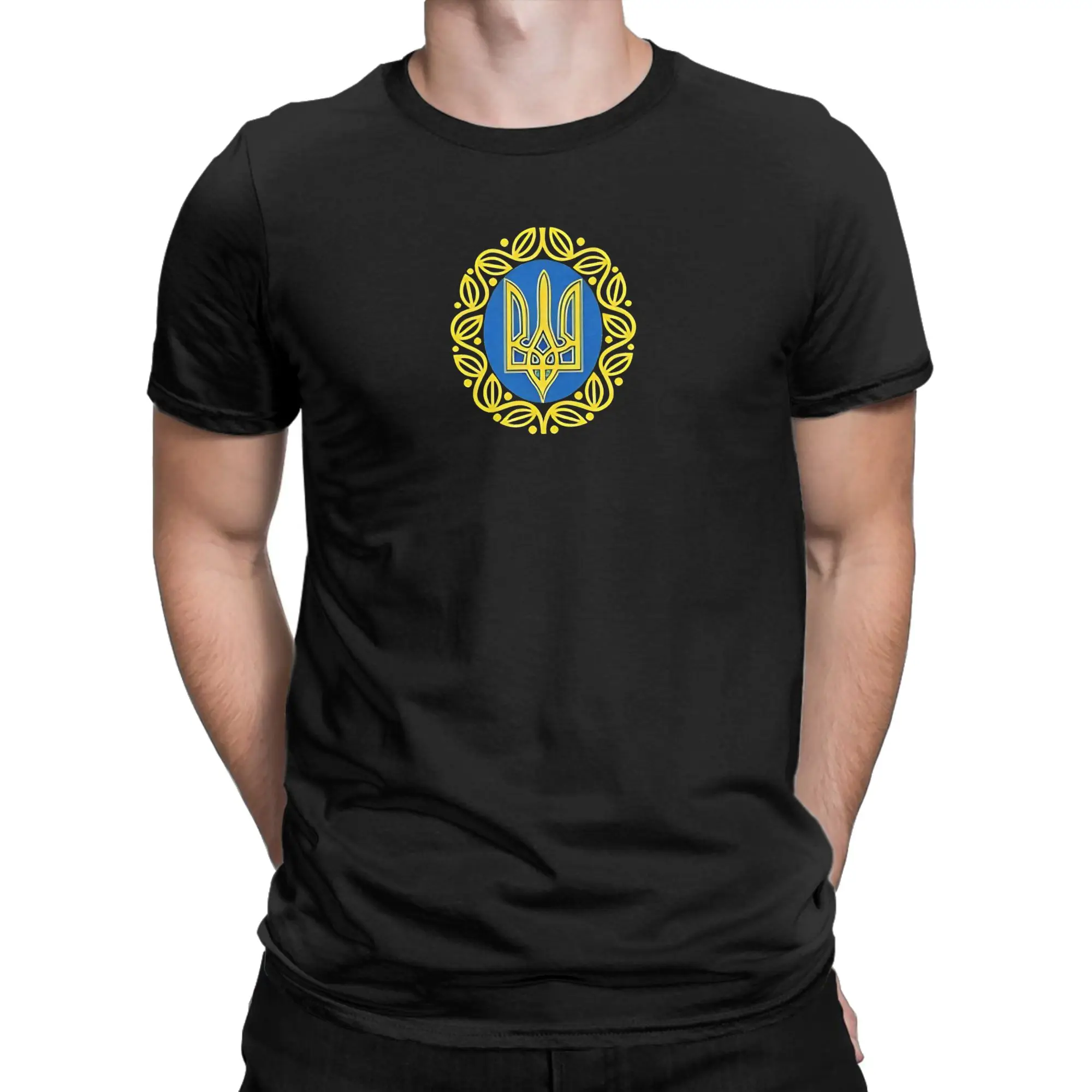 Men's Ukraine Trident Symbol Ukraine National Symbol Tryzub T-Shirts  100 Cotton Tops Y2K Short Sleeve T-Shirt O Neck Tee Shirt
