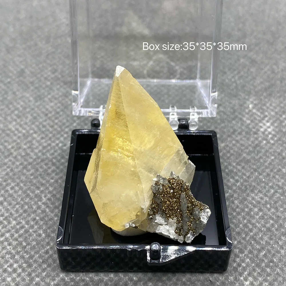 100% Natural Yellow Calcite Gem Grade Crystal Pyrite Rough Ore Specimens from Hubei Province, China