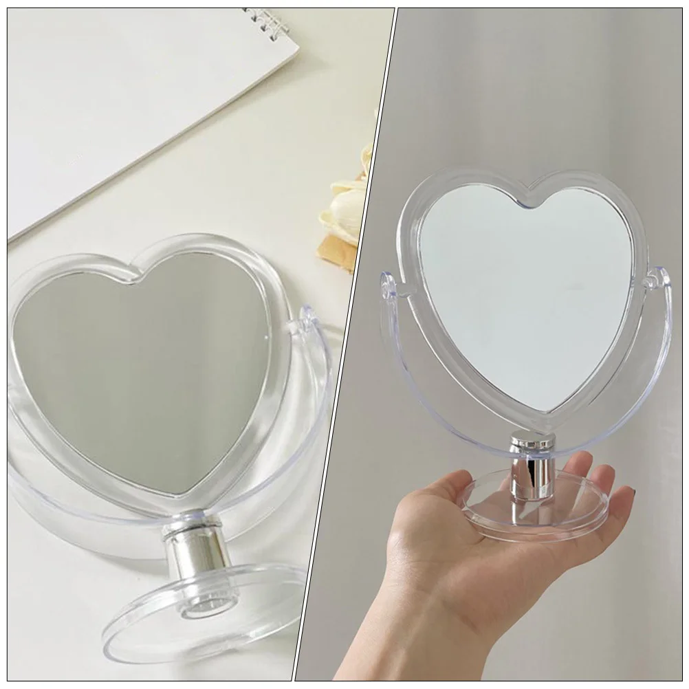 1 stuks creatieve hartontwerp make-upspiegel helder acryl staande spiegel voor slaapkamer tafel decor vrouwelijk dagelijks gebruik cadeau