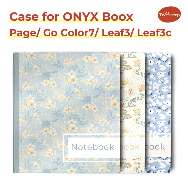 Twosheep Case for Boox Go7 Go Color7 GenII GenI Page Leaf3 Leaf3c 7-inch Magnetic Cover Auto Sleep girls Floral pattern