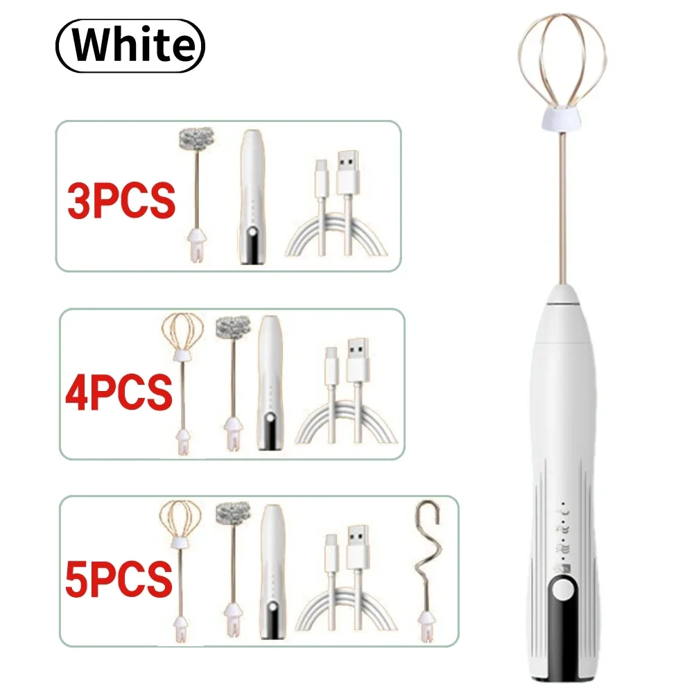 전기 계란 비터 TYPE-C/믹싱 헤드가 있는 1500mAh 미니 폼 믹서 라떼/카푸치노/핫 초콜릿용 USB 충전식 무선