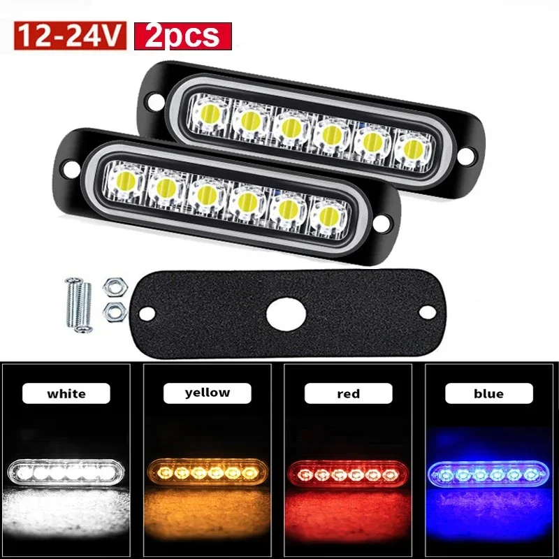 2Pcs 12/24 Car Side Marker Light Emergency Warning Light for Truck Vehicle Boat Toyota Grille LED Light Bar Drl Fixed  Light