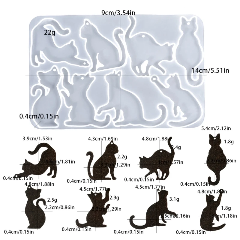 High Quality Silicone Mold With 8 Cavity Cats Designs Perfect For Home Crafting And Individualized Gift Making