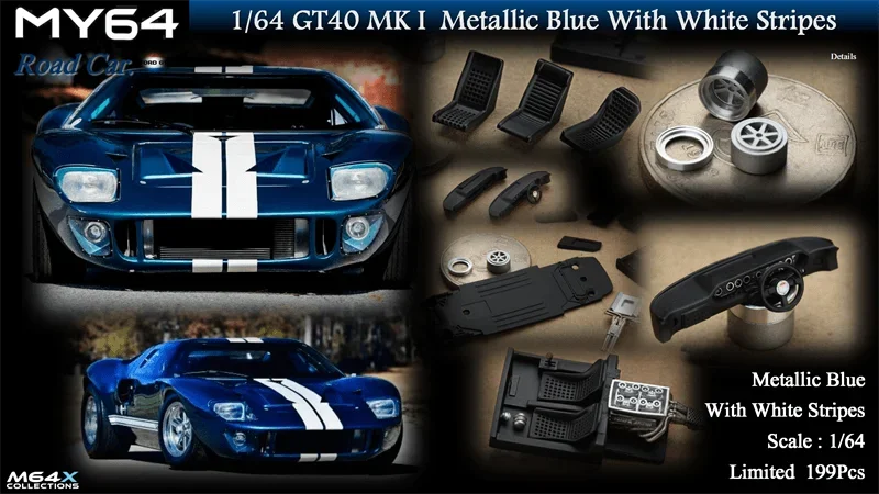 MY64 1:64 GT40 MKI Carro modelo de resina