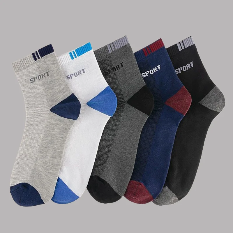 Chaussettes Courtes de dehors pour Homme, Légères, de Haute Qualité, Absorbantes la Sueur, Respirantes, Décontractées, à Tube Moyen, Été, 5/10 Paires