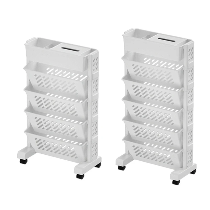 

Versatile Use Bookcase Storage Rack Elegant Storag Stand with Compartments in White Perfect for Living Room or Study