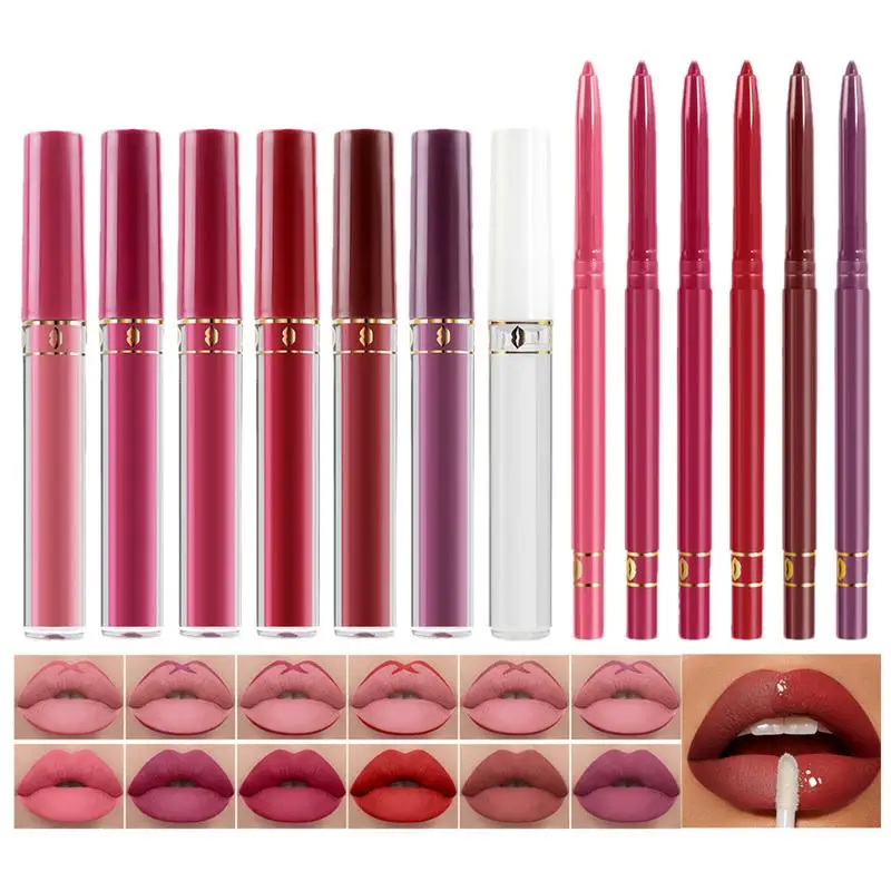 Lip Liner Set  18 Colors Lip Liner Velvet Matte Lipsticks Lip Gloss Waterproof Long Lasting Lip Liner Cosmetics Lip Makeup