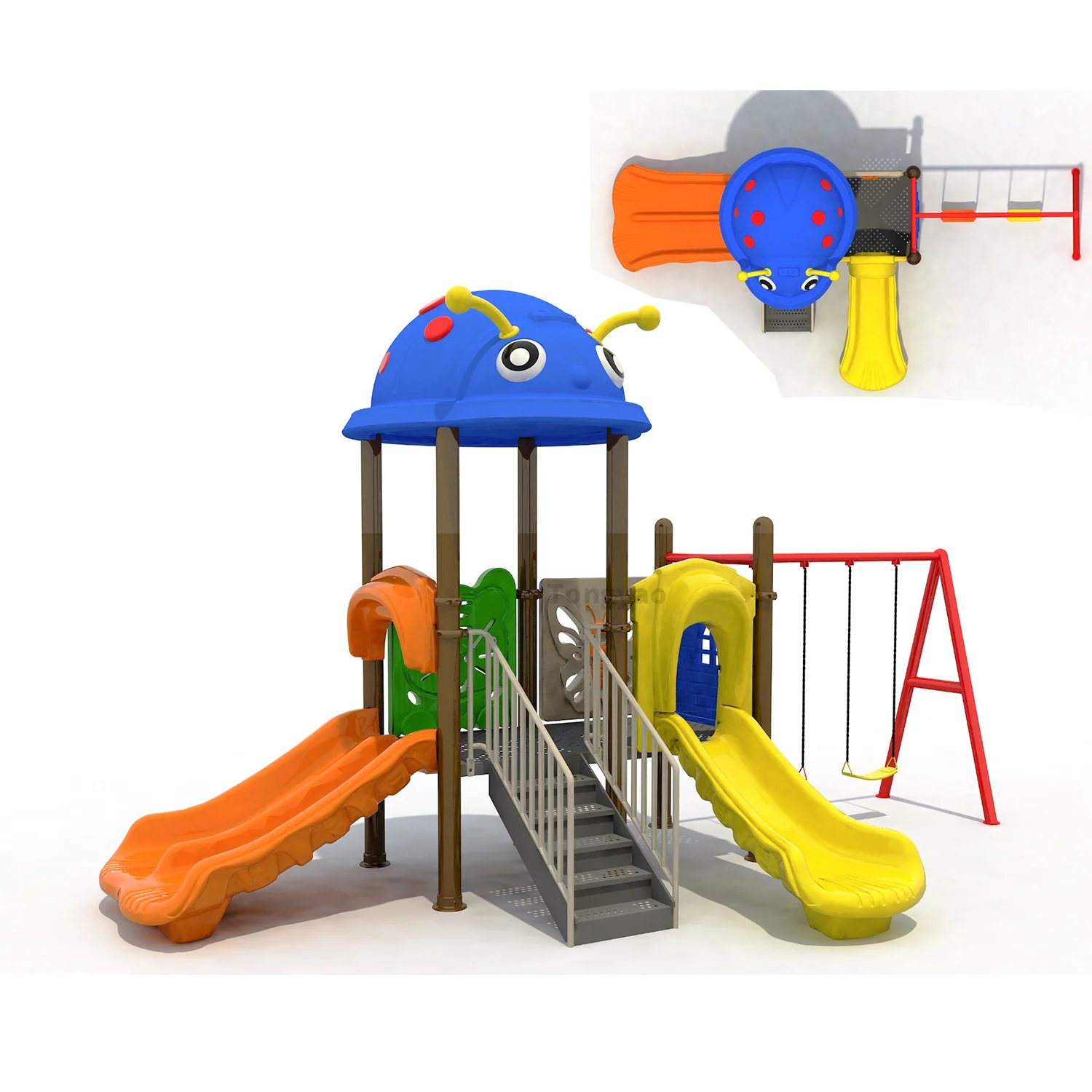 شريحة صغيرة للأطفال مع شريط قرد لمعدات اللياقة البدنية في الحديقة العامة الخارجية #6